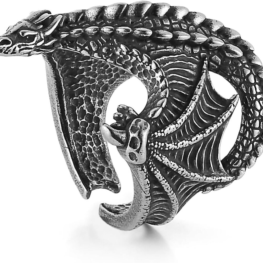 Dragon Ring for Men Biker Stainless Steel Retro Gothic Punk Flying Dragon Rings